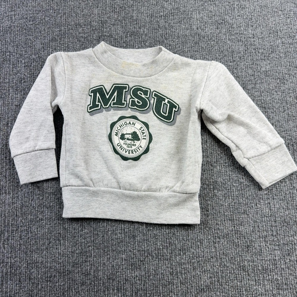 Michigan State Spartans Sweatshirt Infant Boys 9-12M Gray NCAA MSU Rabbit Skins